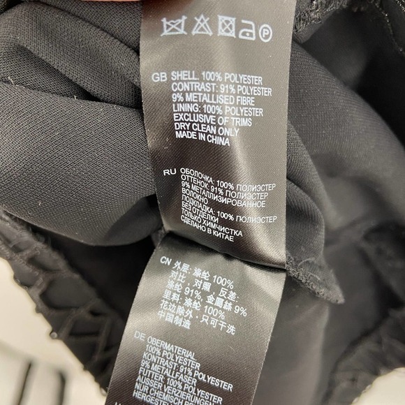 REISS Black Metallic Coral Design Sleeveless Flowey Tiered Shift Dress Size 0 - Picture 9 of 9